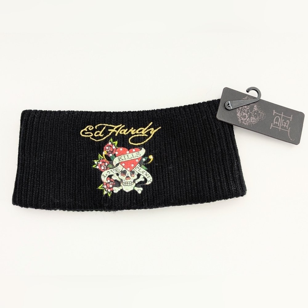 NWT Ed Hardy Winter Knit Headband Head/Ear Wrap/Warmer Kills Love Slowly